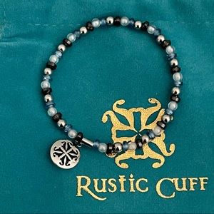RUSTIC CUFF Delicate blue / black / silver bracelet -New never worn